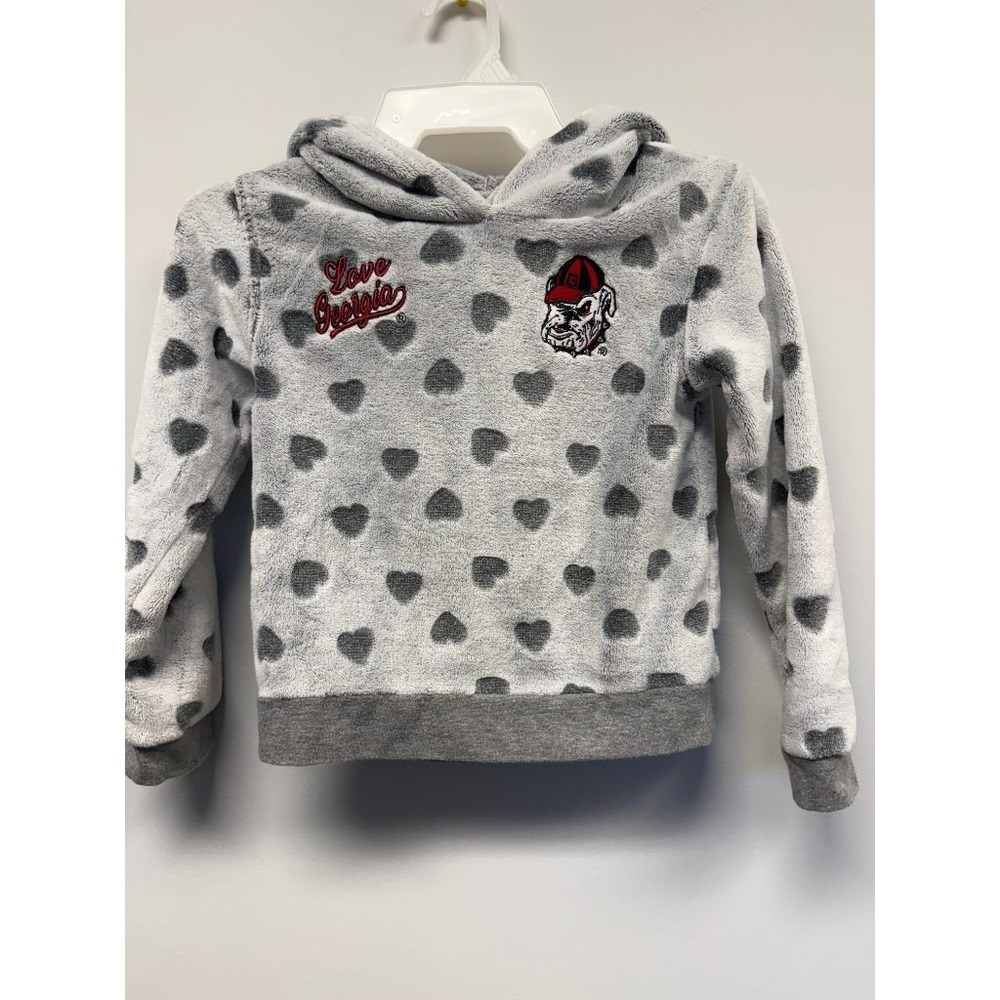 Gen2 Georgia Bulldogs Girls M 5/6 Gray Heart Fuzzy Fleece Hoodie‎ Love Georgia